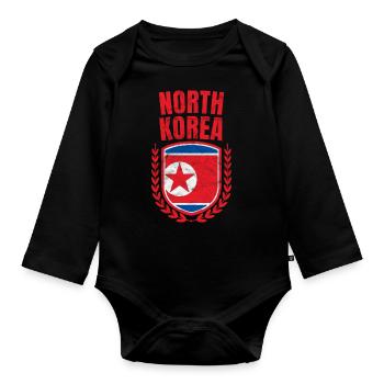 Corée du Nord - Body Bébé bio manches longues - noir - Devant