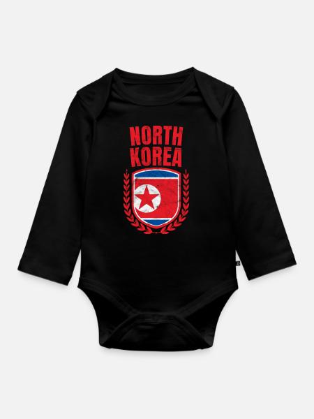 Nordkorea - Baby Bio-Langarm-Body - Schwarz