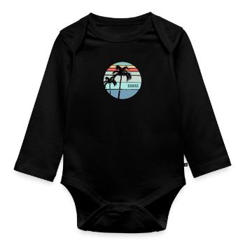 Cool Havana Cuba Palm Tree Vacation Souvenir - Body Bébé bio manches longues - noir - Devant