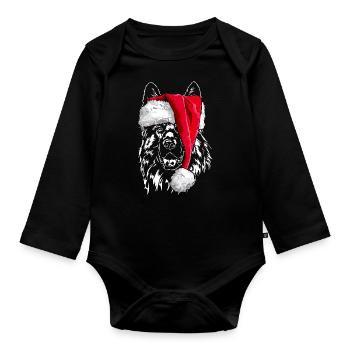 Santa GERMAN SHEPHERD Noël Wilsigns - Body Bébé bio manches longues - noir - Devant