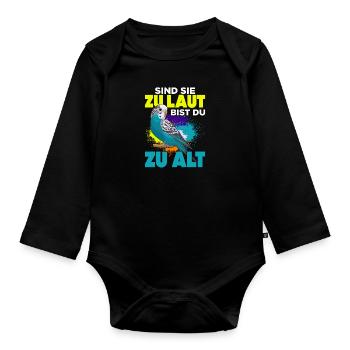 Wellensittich Vogel Besitzer - Baby Bio-Langarm-Body - Schwarz - Vorne