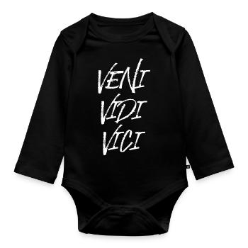 veni vedi vici latin success successful Caesar - Organic Longsleeve Baby Bodysuit - black - Front