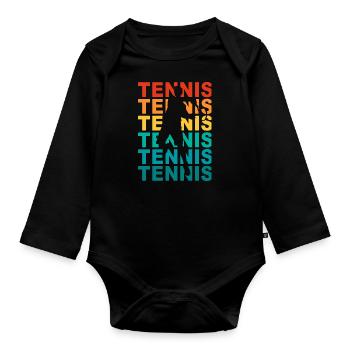 Tennis Schrift Tennisspieler Tennisschläger - Baby Bio-Langarm-Body - Schwarz - Vorne