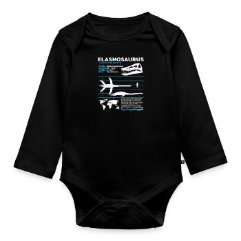 Elasmosaurus fact sheet - Baby Bio-Langarm-Body - Schwarz - Vorne