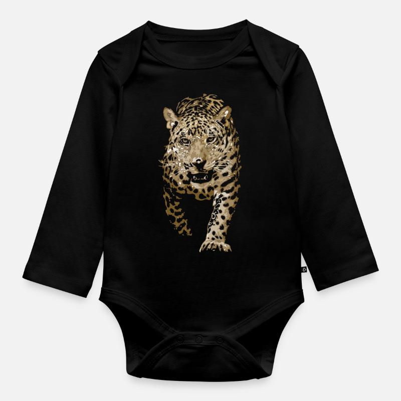 leopard, indische leopard, persische leopard - Baby Bio-Langarm-Body - Schwarz