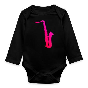Saxophone Femme Saxophone Saxophone - Body Bébé bio manches longues - noir - Devant