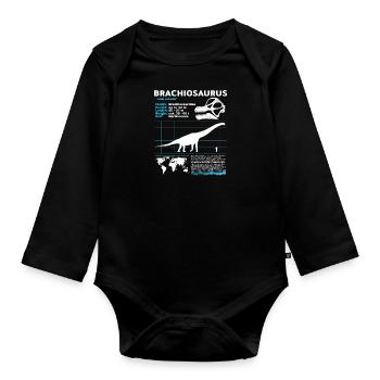 Brachiosaurus Datenblatt - Baby Bio-Langarm-Body - Schwarz - Vorne
