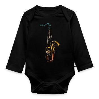 Retro Vintage Trompete Geschenkidee Trompeten Spie - Baby Bio-Langarm-Body - Schwarz - Vorne