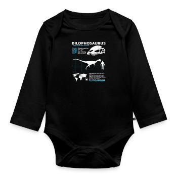 Dilophosaurus Datenblatt - Baby Bio-Langarm-Body - Schwarz - Vorne