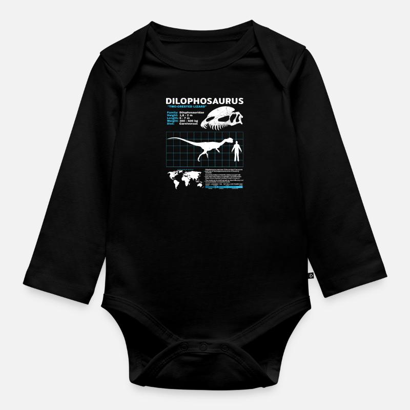 Fiche technique de Dilophosaurus - Body Bébé bio manches longues - noir