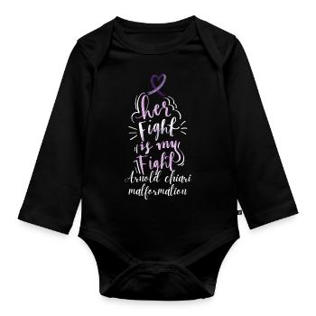 Bekämpfen Sie Arnold Chiari Malformation Warrior Bewusstsein - Baby Bio-Langarm-Body - Schwarz - Vorne
