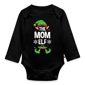 Elfe de cadeau de Noël de famille assorti de groupe - Body Bébé bio manches longues - noir - Devant