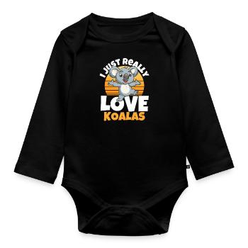 I Love Koala Bears Funny Koalas Gift - Organic Longsleeve Baby Bodysuit - black - Front