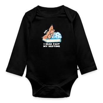 Nerd Fuchs I read past my bedtime - Baby Bio-Langarm-Body - Schwarz - Vorne