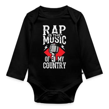 RAP est la musique de mon pays - Body Bébé bio manches longues - noir - Devant