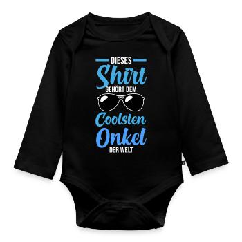 Patenonkel Pate Coolster Onkel - Baby Bio-Langarm-Body - Schwarz - Vorne