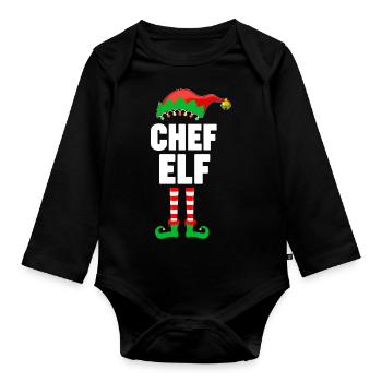 Weinachten Weihnachtself Chef Elf Elfen - Baby Bio-Langarm-Body - Schwarz - Vorne