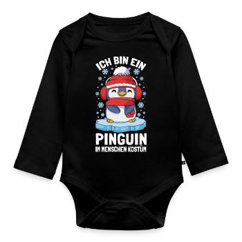 Pinguine Ich Bin Ein Pinguin - Baby Bio-Langarm-Body - Schwarz - Vorne