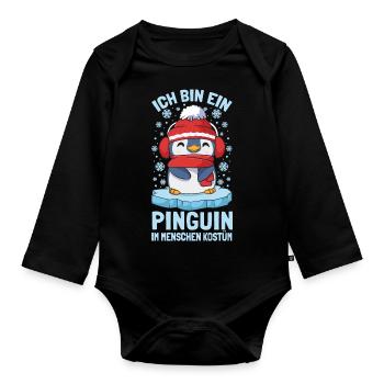 Pinguine Ich Bin Ein Pinguin - Baby Bio-Langarm-Body - Schwarz - Vorne