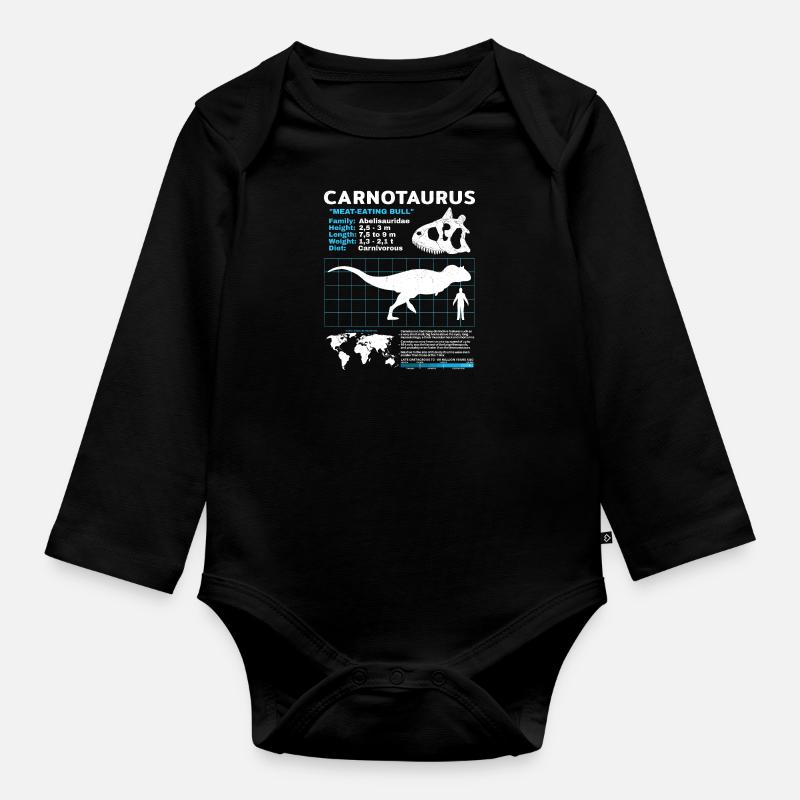 Carnotaurus fact sheet - Baby Bio-Langarm-Body - Schwarz