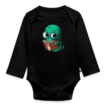 Bibliophile Bookworm Bookworm - Organic Longsleeve Baby Bodysuit - black - Front