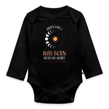 Aries Girl I Was Born With My He... - Organic Longsleeve Baby Bodysuit - black - Front