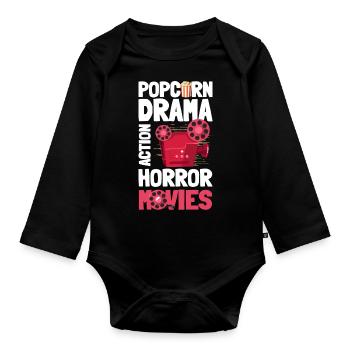 Movie lover Action Hollywood - Organic Longsleeve Baby Bodysuit - black - Front