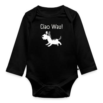 Ciao Wau - Cadeau pour l’amoureux des chiens et des animaux - Body Bébé bio manches longues - noir - Devant