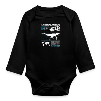 Tarbosaurus fact sheet - Organic Longsleeve Baby Bodysuit - black - Front