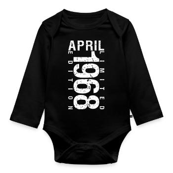 April 1968 April Geburtstagsgeschenk 1968 - Baby Bio-Langarm-Body - Schwarz - Vorne