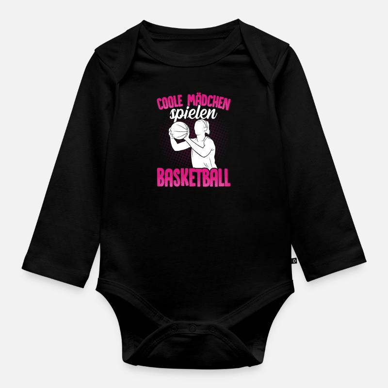 Geschenkidee Mädchen spielen Basketball - Baby Bio-Langarm-Body - Schwarz