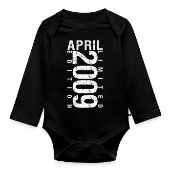 Birthday April 2009 April born in April 2009 - Organic Longsleeve Baby Bodysuit - black - Front