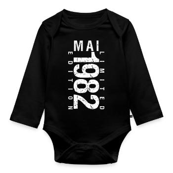 Mai 1982 Mai cadeau anniversaire May 1982 - Body Bébé bio manches longues - noir - Devant