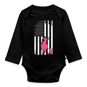 Drapeau américain Western Barrel Horse Barrel Racing - Body Bébé bio manches longues - noir - Devant
