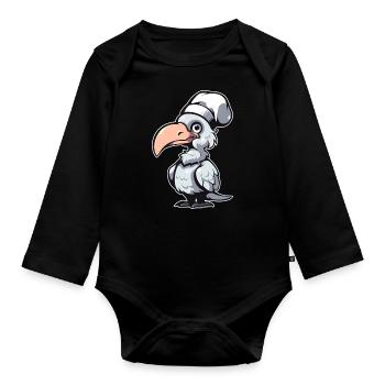 Bec-en-sabot Koch - Body Bébé bio manches longues - noir - Devant