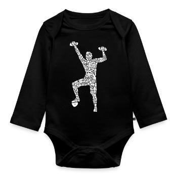 Klettern Symbole Jungen Climbing Bouldern - Baby Bio-Langarm-Body - Schwarz - Vorne
