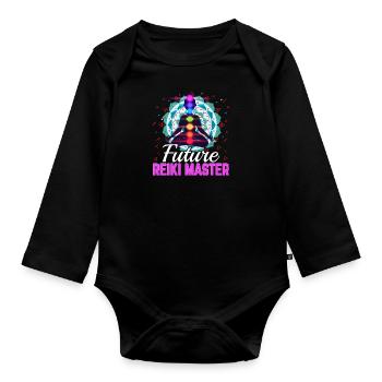 Future Reiki Master Heilkunst - Baby Bio-Langarm-Body - Schwarz - Vorne