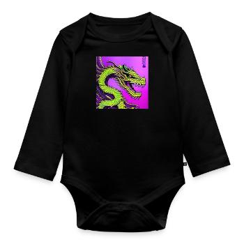 Dragon chinois anime manga Japon - Body Bébé bio manches longues - noir - Devant