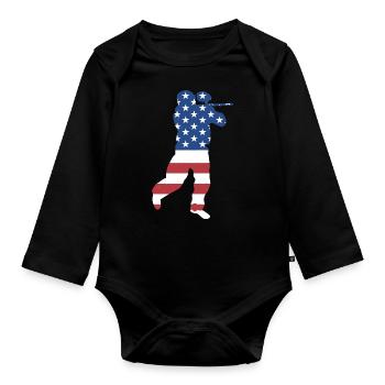 Sport Us Flag Paintball - Organic Longsleeve Baby Bodysuit - black - Front
