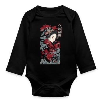 Japon Kanji Vintage Art Tokyo Urban Design Style - Body Bébé bio manches longues - noir - Devant