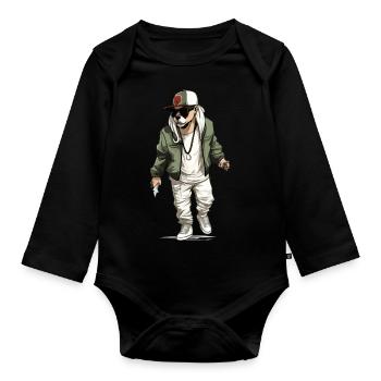 Zalk le chien rappeur - Body Bébé bio manches longues - noir - Devant
