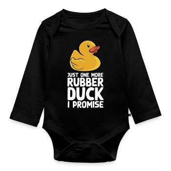 Canard de bain jaune juste un canard en caoutchouc de plus I Pro - Body Bébé bio manches longues - noir - Devant