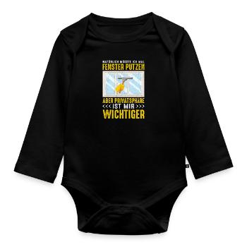 Fenster putzen Privatsphäre Haushalt - Baby Bio-Langarm-Body - Schwarz - Vorne