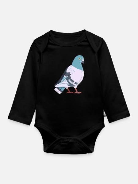 Taube - Baby Bio-Langarm-Body - Schwarz