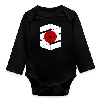 Japan Flagge Used Look Nihon Japanische Fahne - Baby Bio-Langarm-Body - Schwarz - Vorne