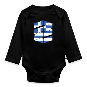 Drapeau grec Hellas Athènes drapeau grec - Body Bébé bio manches longues - noir - Devant