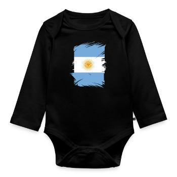 Drapeau de l’Argentine Amérique du Sud Drapeau de l’Argentine - Body Bébé bio manches longues - noir - Devant