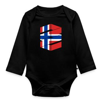 Drapeau de la Norvège Scandinavie Drapeau norvégien - Body Bébé bio manches longues - noir - Devant