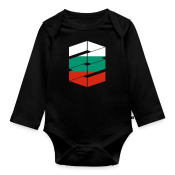 Bulgarien Flagge Bulgarische Fahne Goldstrand - Baby Bio-Langarm-Body - Schwarz - Vorne