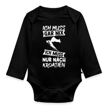 Croatia Summer Holidays Holidays Summer Holidays Holidays Holidays Croatia Summer Holidays - Organic Longsleeve Baby Bodysuit - black - Front